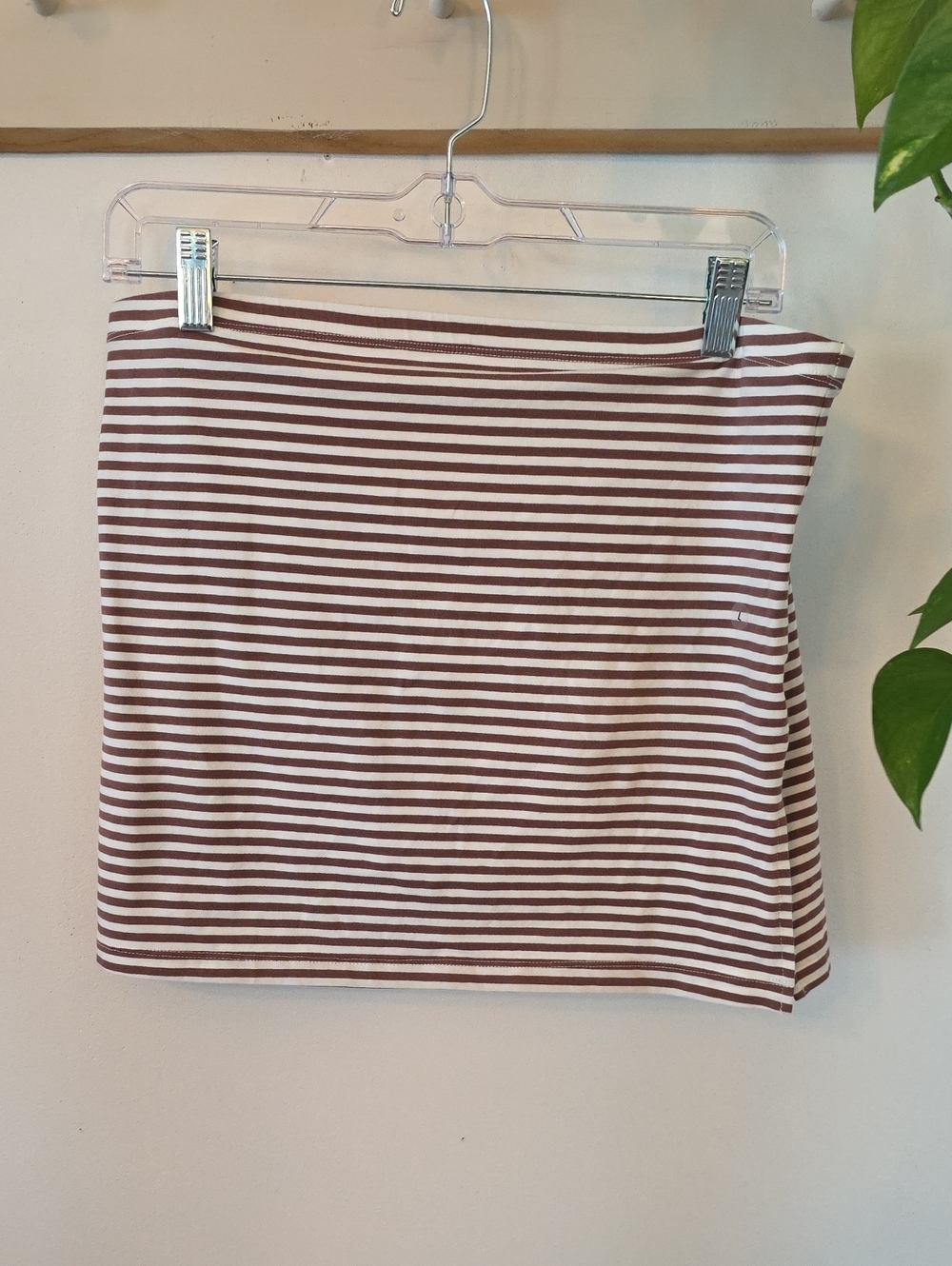 American Eagle Outfitters Brown and White Striped Tube Mini Skirt